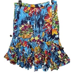 Life Style woman Festive Boho tiered long full gauze Midi skirt 1X